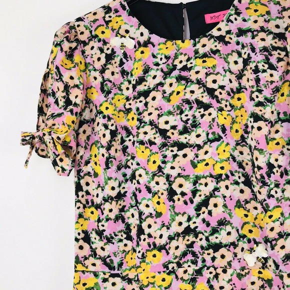 Betsey Johnson 6 Dress Tie Sleeve Floral - Picture 2 of 7